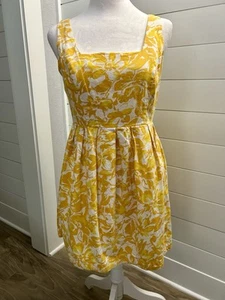 TwentyOne Medium Summer Linen Sun Dress Floral Lined Sleeveless Yellow & White - Picture 1 of 13