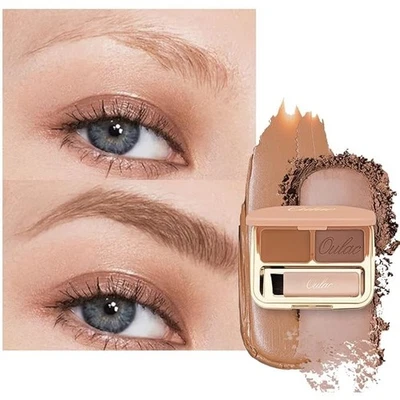 Oulac Brown Eyebrow Powder 2 Colours Fills & Contours Brows with Brow Brush & Mi - Image 1 of 4