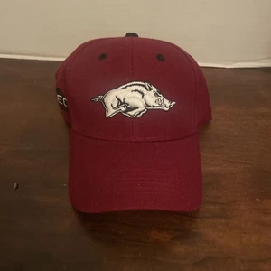 Arkansas Razorbacks SEC Hat/Cap - Red - Adjustable Hook & Loop Strap - Picture 1 of 5