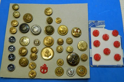 Lot Novelty Goofies Picture Buttons w ANCHORS Metal & Plastic on a Card - Image 1 of 4