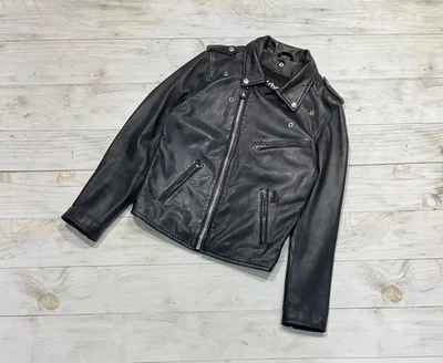 Vintage Schott NYC Leather Biker Jacket Motorcycle USA 90s Men Size M Black - Image 1 of 4