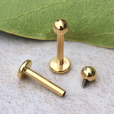 Gold Plated Internally Threaded Labret - Image 1 of 2