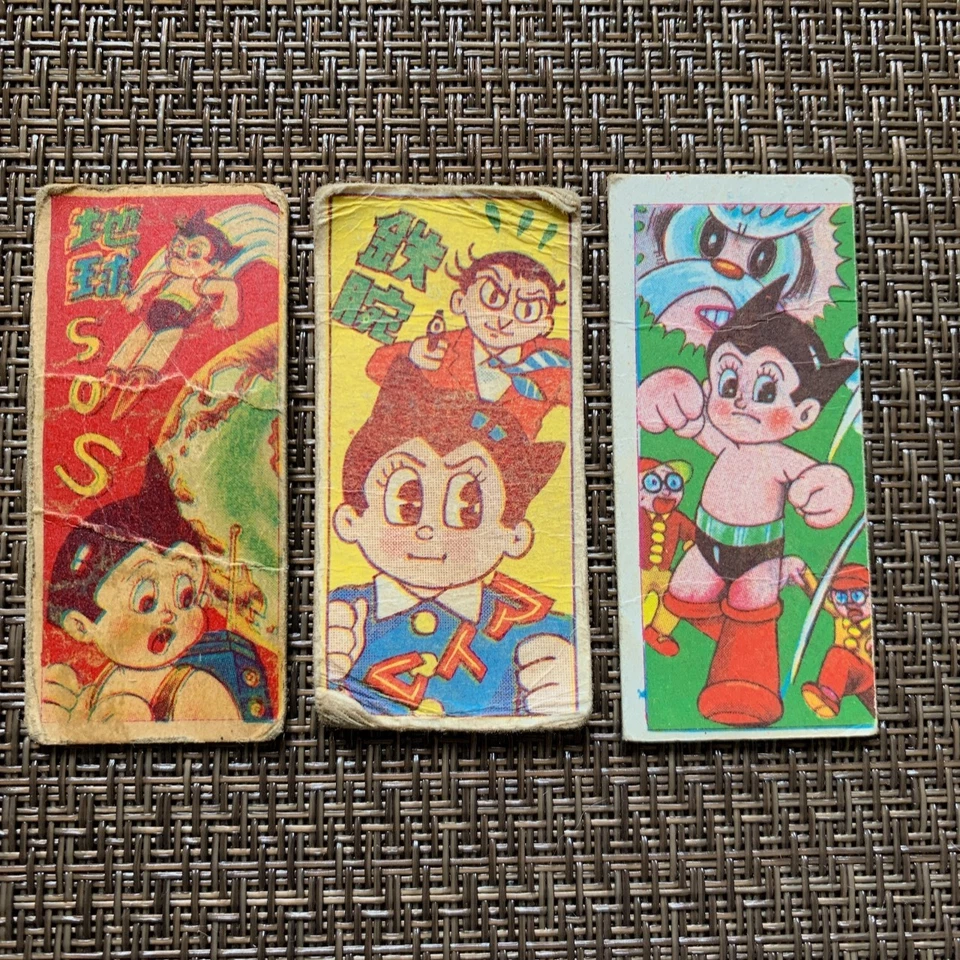 Lote de 3 piezas de anime japonés Japón Astro Boy Tetsuwan Atom Menko años 60 vintage Foto 1 de 4
