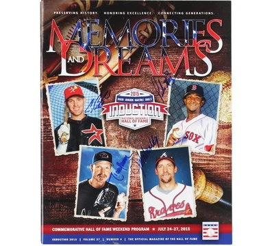 Biggio,  Smoltz, Martinez & Johnson Signed 2015 Memories & Dreams HOF Magazine - Image 1 of 3