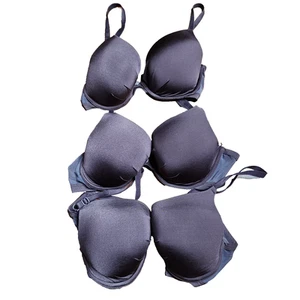 DKNY Perfect Profile 3er Pack T-Shirt Bügel BHs 34C schwarz wattiert Plunge vorne - Bild 1 von 11