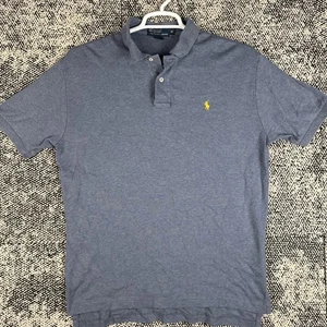 Polo Ralph Lauren Golf Polo Shirt Mens Medium Blue Cotton Yellow Pony - Picture 1 of 8