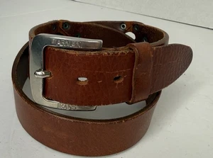 Cintura vintage Armani Jeans donna M pelle fibbia argento marrone borchie Italia rara - Foto 1 di 14