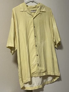 Vintage Tommy Bahama Size M Yellow 100% Silk Shirt Short Sleeve - Picture 1 of 9