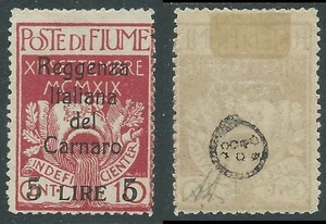 1920 FLUSS ITALIENISCHE REGGENZA DEL CARNARO 5 LIRE AUF 10 CENT MH * - U23 - Bild 1 von 1