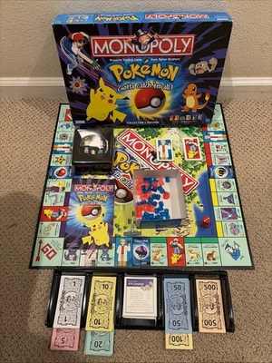 Vtg 1999 MONOPOLY POKEMON Collectors Edition Board Game Hasbro Missing ONE Piece - Image 1 of 4
