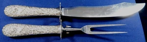 S KIRK & SONS INC STERLING Handles Stainless 2 Pcs CARVING SET 1828 - Picture 1 of 7