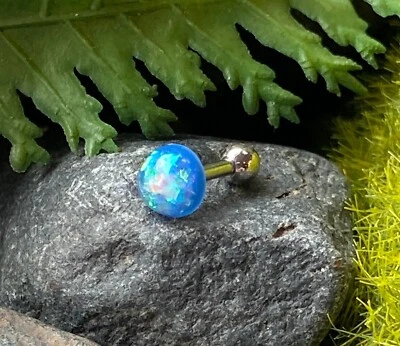 1pc Opal Glitter Dome Top Tragus Helix Cartilage Ring Barbell 16g 1/4" - Image 1 of 4