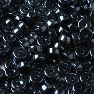 Glass Column Seed Beads - Luster Pearl Black - 6mm 50g - Cylinder Round P01946 - Picture 1 of 4