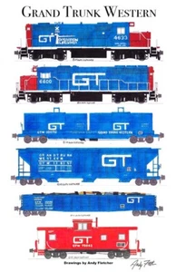 Póster de ferrocarril Grand Trunk Western Local Train 11"x17" firmado por Andy Fletcher - Imagen 1 de 1
