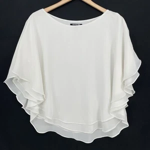 Gianni Bini Size S Flowy Chiffon Ruffle Flounce Blouse Flutter Bat Sleeve - Picture 1 of 5