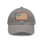 Dad Hat with Leather Patch (Rectangle) Vintage style American Flag tin sign  