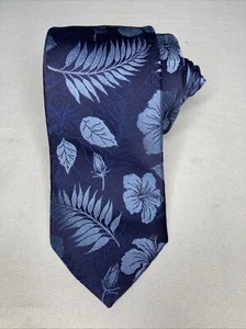 Express necktie men's blue floral 100% silk tie - Picture 1 of 5