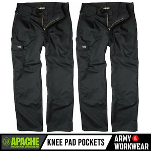 2 x Apache Industry Pro Work Mens Pants Trousers Cargo Combat Knee Pad Pockets - Picture 1 of 7