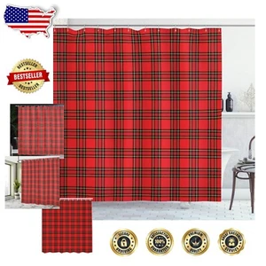 Unique Scottish Tartan Shower Curtain, Bold Retro Design - Grommet Style, 69x84 - Picture 1 of 6