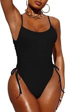 Pink Queen Womens One Piece Swimsuit Ruched High Cut Tummy Control Bathing Suit