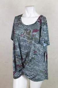 Style & Co New Womens Camo Knot Tie Cap Sleeves Top Plus Size 0X NWT __ B12C3 - Picture 1 of 4