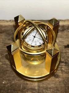 Vintage Benchmark Galileo Gimbal Gyroscope Desk Clock Brass - Picture 1 of 5