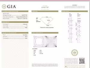 GIA Certificate 3.28ct princess Excellent Cut Loose Diamond H Color ,VS2 Clarity - Picture 1 of 2