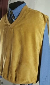 Monterey Club Men's 2XL Gold Micro Fiber Polyester Suede Look Vest - Picture 1 of 8