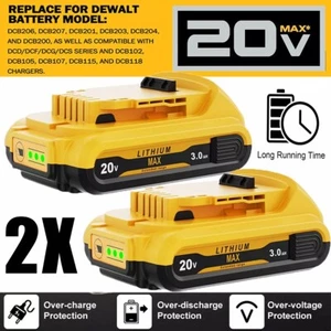 2Pack 20V DCB201 For Dewalt 20 Volt Max Lithium Ion Battery DCB203 DCB207 NEW - Picture 1 of 11