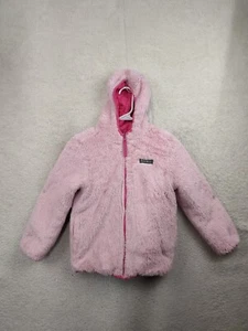 Eddie Bauer Girls Jacket Small Pink Fleece Long Sleeve Hooded Double Side Coat - Picture 1 of 24