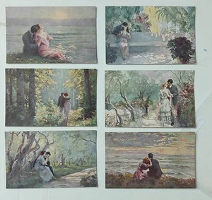 LIBERTY ART NOUVEAU-AUTORE GUERZONI-LOTTO 6 CARTOLINE-C55-155 - Picture 1 of 1
