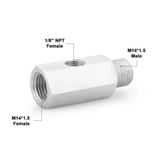 M14x1.5 Female Oil Pressure Sensor Tee 1/8NPT to 14x1.5 Male Adapter Supply Feed - Picture 1 of 6