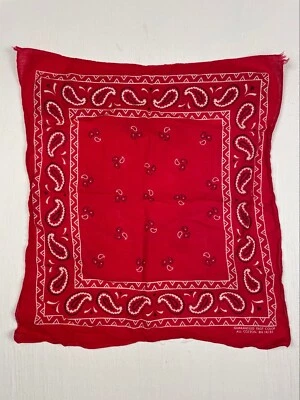 Bandana roja escarlata color rápido vintage años 60 16”x17,5” A4120 Foto 1 de 4