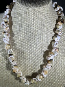Vintage Luhuanus lockige Spirale Muschel Halskette 18" Surfer Strand Hawaii Handarbeit - Bild 1 von 9