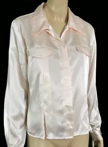 Vintage Christie Jill Powder Pink Satin Blouse M - Picture 1 of 5