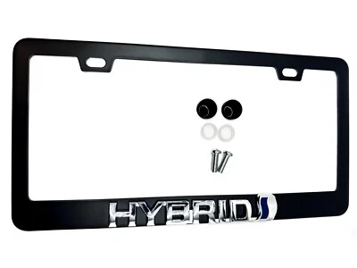 BLACK License Plate Frame Logo Stainless Steel HYBRID Emblem Logo Electric - Image 1 of 2