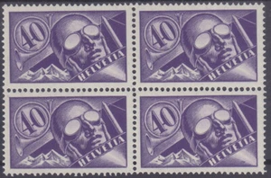 SUIZA 1923 - 4 BLOQUES SELLO DE VUELO 1923 Mi.: 182 - SBK.: F7 - **sin fijasellos** - Imagen 1 de 2