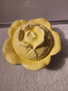Vintage Ceramic Holland Mold (?) Yellow Cabbage Lettuce Bowl with Lid Dated 1984 - Picture 1 of 7