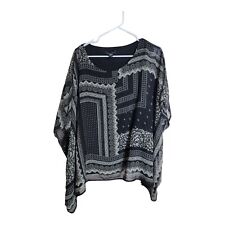 Karen Kane Shirt Womens Size L Black Layered Scarf Top Winter Boho Made In USA 