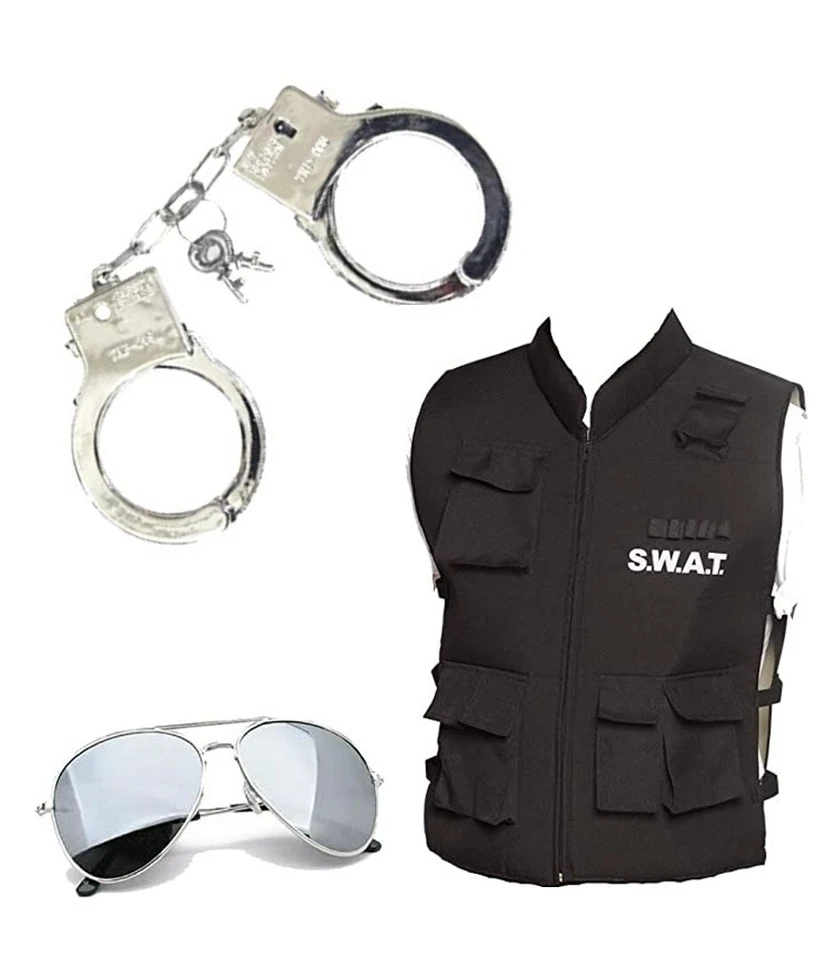 Juego de Disfraz de Vestido Elegante Oficial de Policía de la Fuerza Secreta Militar Adulto Swat Foto 1 de 1