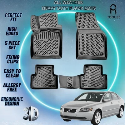 定制汽车脚垫适用于沃尔沃 S40 2004 - 2012 TPE 橡胶全天候 3d 衬里 — 第 1/4 张图片