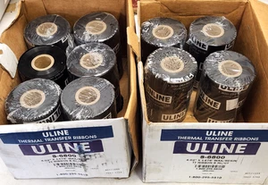 LOT OF 10 ROLLS ULINE S-6800 Thermal Transfer Ribbons - Wax/Resin, 4.02" x 1476' - Picture 1 of 5