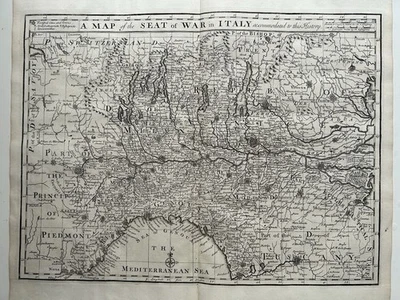 1736 North Italy Antique Map by Claude Du Bosc - Image 1 of 4