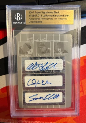 Clayton Kershaw 2007  1/1 Triple autographed  Just Minors rookie card - Image 1 of 3