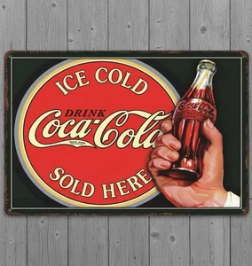 Coca-Cola Ice Cold Sold Here 8 x 12 Vintage Novelty Metal Sign Made In USA New! - Picture 1 of 3