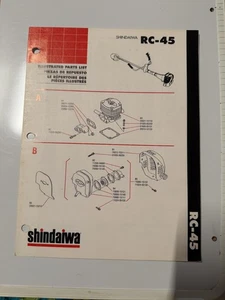 Lista de piezas de desmalezadora Shindaiwa RC-45 pamplets desplegables  - Imagen 1 de 2