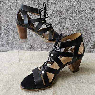 Naturalizer Women's London Leather Gladiator Heeled Sandals Size 8M Black Fairy - Image 1 of 4