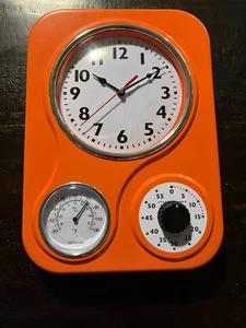 Retro Küchen Wanduhr Thermometer & 60-Minuten-Timer, orange (9,5 x 13,3 Zoll) - Bild 1 von 9