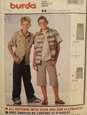 UC Teen Boys Pants Sewing Patterns 9787 Boys Shorts Sewing Pattern BURDA - Image 1 of 2