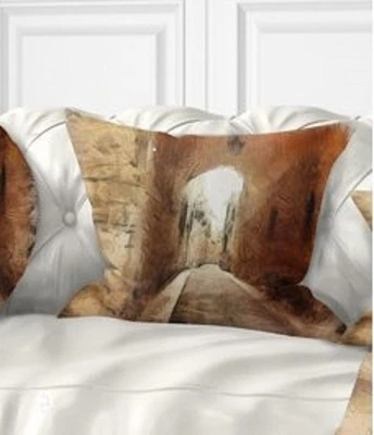 Dibujo de calle Designart marrón de la ciudad vieja - Almohada estampada de paisaje - 12x20 Foto 1 de 4